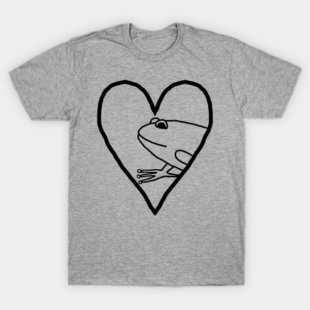 My Valentine Frog Line Drawing Man I love Frogs T-Shirt by ellenhenryart